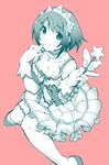  breasts choker gloves hairband highres idolmaster idolmaster_cinderella_girls magical_girl medium_breasts melty_sweet_(idolmaster) mimura_kanako monochrome nagimiso sketch smile solo wand 