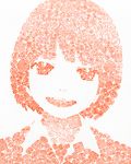  collar commentary_request face monochrome open_mouth orange_(color) original short_hair simple_background smile solo stamp white_background yajirushi_(chanoma) 