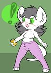  ?! blush breasts camel_toe can clothed clothing female green_eyes half-dressed mammal mouse plain_background planeshifterlair rodent solo surprise sweatpants topless 