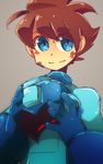 blue_eyes coralus headwear_removed helmet helmet_removed male_focus rockman rockman_(character) rockman_(classic) simple_background solo 