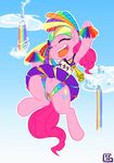  cheerleader clothing cutie_mark earth_pony equine eyes_closed female feral friendship_is_magic gela-g-i-s-gela hair happy horse mammal my_little_pony open_mouth outside panties pink_hair pinkie_pie_(mlp) pony pussy skirt sky solo underwear 
