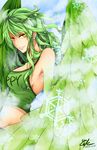  breasts feathered_wings feathers green_hair grin harpy highres hime_princess large_breasts long_hair midriff monet_(one_piece) monster_girl one_piece sideboob smile solo wavy_hair wings yellow_eyes 