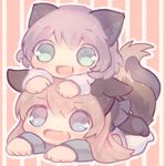  animal_ears aqua_eyes bad_id bad_pixiv_id blonde_hair blue_eyes cat_ears cat_tail chibi dog_ears dog_tail eila_ilmatar_juutilainen fang looking_at_viewer multiple_girls okayu_(headless) open_mouth pantyhose sanya_v_litvyak silver_hair strike_witches tail world_witches_series 