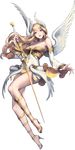  alternate_costume blonde_hair blue_eyes breasts chaos_online feathered_wings full_body head_wings high_heels highres large_breasts long_hair long_legs looking_at_viewer love_cacao official_art parted_lips sheryl_(chaos_online) smile solo sword transparent_background weapon white_wings wings 