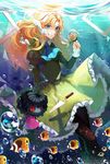  angelfish ayan blonde_hair blue_eyes bubble doll doll_(ib) dress fish flower green_dress ib long_hair looking_at_viewer mary_(ib) pantyhose picture_frame rose solo underwater yellow_flower yellow_rose 