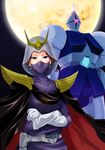  1girl crossed_arms gloves green_eyes gundam gyan helmet kycilia_zabi mecha mobile_suit_gundam moon shoulder_pads tagme 