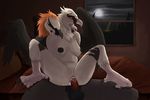  2015 anthro areola avian balls beak bearded_vulture bed bedroom bird bite black_feathers breasts cum cum_in_pussy cum_inside duo eyes_closed facial_hair female front_view kryan leg_grab looking_pleasured male male/female moan moon muriat napkin_(character) nipples nude on_top orange_feathers paws penetration penis pussy reverse_cowgirl_position sex sitting talons tongue vaginal vaginal_penetration vulture white_feathers window wings 