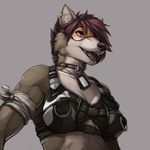  anthro armor black-kalak breasts canine clothing collar dog_tags f4814n female halo invalid_color mammal solo straps valeria wolf 