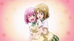  2girls animated animated_gif breasts character_request momioka_risa momo_velia_deviluke multiple_girls pink_hair school_uniform skirt to_love-ru uniform yuri 