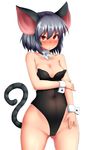  animal_ears blush cameltoe choker collarbone grey_hair highres jewelry leotard looking_at_viewer mouse_ears mouse_tail nazrin pendant peso_(cheese_company) playboy_bunny_leotard red_eyes solo tail touhou wrist_cuffs 