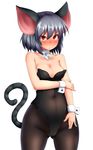  animal_ears blush cameltoe choker collarbone grey_hair highres jewelry leotard looking_at_viewer mouse_ears mouse_tail nazrin pantyhose pendant peso_(cheese_company) playboy_bunny_leotard red_eyes solo tail touhou wrist_cuffs 