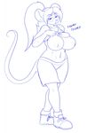  anthro big_breasts breasts clothed clothing eyewear female freckles fur glasses hair huge_breasts jasmine_(skidd) long_hair mammal monochrome mouse nipples open_mouth rodent skidd solo 