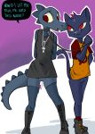  alligator ankh bea_(nitw) bottomless cat clothed clothing crocodilian dialogue english_text feline female female/female jewelry leash mae_(nitw) mammal necklace night_in_the_woods nontoxo public_nudity pussy reptile scalie sex_toy text vibrator 