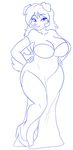  anthro big_breasts breasts canine clothed clothing dog dress female fur hair kibbles long_hair mammal monochrome skidd solo uberquest 
