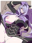  1girl aftersex artist_request breasts camilla_(fire_emblem) camilla_(fire_emblem_if) cum cum_in_pussy female fire_emblem fire_emblem_if hair_over_one_eye large_breasts miyane_aki_(radical_dash) nipple_slip no_panties purple_hair pussy solo spread_legs sweat 