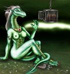  2003 ambiguous_gender animated anthro bone breasts cage chain claws death dragon female green_nipples green_scales group horn human jewelry low_res mammal markie nipples nude open_mouth red_eyes scalie size_difference toe_claws tongue vore white_scales 