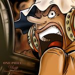  1boy black_hair character_name copyright_name hat headphones male male_focus one_piece open_mouth slingshot solo usopp weapon 