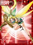  1girl armlet bent_over blonde_hair blue_eyes boots bow claws digimon digimon_collectors facial_mark fairy fairy_wings female flat_chest hair_bow halterneck lowres midriff ponytail pose short_shorts shorts slashing smile spikes staff tattoo tinkermon wings 