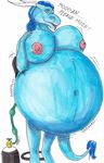  anthro belly belly_expansion belly_inflation big_belly big_breasts blue_hair breast_expansion breasts brown_eyes dragon female hair huge_breasts hyper hyper_belly inflation larissa lowrider-girl scalie solo 