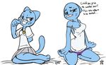  bedroom_eyes biting_lip cat clothing dialogue discrete_turtle feline half-closed_eyes looking_at_viewer mammal milf mother nicole_watterson panties parent pussy_juice shirt skirt the_amazing_world_of_gumball undershirt underwear 