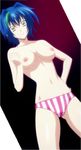  1girl blue_hair breasts female high_school_dxd large_breasts nipples open_mouth panties smile solo standing stitched topless underwear xenovia_(high_school_dxd) yellow_eyes 