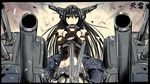  artist_name bad_id bad_pixiv_id bare_shoulders black_hair cannon elbow_gloves fingerless_gloves gloves headgear highres kantai_collection long_hair machinery midriff nagato_(kantai_collection) red_eyes solo tenrai traditional_media turret 