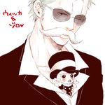  1boy dressrosa dwarf fake_mustache glasses kyuujou_emiri one-eyed one_piece roronoa_zoro smile wicca 