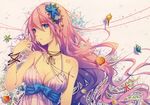  breasts cleavage highres large_breasts long_hair megurine_luka pink_hair seashell shell solo starfish tattoo tidsean vocaloid 