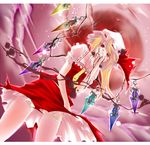  alternate_wings blonde_hair blood flandre_scarlet hat ponytail red_eyes sesield short_hair side_ponytail solo thighhighs touhou wings 