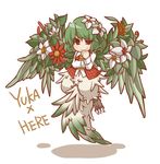  ascot character_name crossover elle_(lom) flower fusion green_hair gurageida hair_flower hair_ornament kazami_yuuka legend_of_mana plaid plaid_vest red_eyes seiken_densetsu short_hair solo tail touhou vest wings 