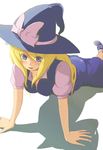  arm_support bad_id bad_pixiv_id blonde_hair blue_eyes ebibaachan face hat highres kirisame_marisa solo touhou witch_hat 