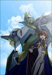  bad_id bad_pixiv_id cape code_geass dalc_rose knights_of_the_round_uniform kururugi_suzaku lancelot_(code_geass) male_focus mecha short_hair solo 