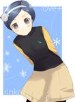  alternate_hairstyle black_hair bob_cut brown_eyes casual hairband kayune_niu kobayakawa_rinko love_plus pantyhose solo 