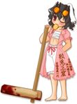  animal_ears barefoot black_hair blood bloomers bousouzoku bunny_ears candy clothes_writing delinquent food goggles hammer inaba_tewi kaiba_usagi kine lollipop mallet mouth_hold one_eye_closed open_clothes open_robe partially_translated red_eyes robe sarashi short_hair solo swirl_lollipop tokkoufuku touhou translation_request underwear 