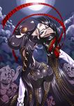  bayonetta bayonetta_(character) belt black_hair blue_eyes bodysuit breasts chain cleavage earrings glasses hinoki_(hinoki-buro) jewelry large_breasts long_hair mole runes 