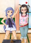  &lt;3 2girls ahoge glasses heart kannagi kimura_takako midriff multiple_girls nagi smile takako yuri 
