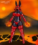  2015 black_body canine female fire gas_mask lava limlam mammal rubber 