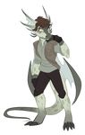  anthro clothed clothing colored dragon draik eye_scar gloves hair jacket jean_(artist) male neopets pants reptile scalie shirt solo wings 
