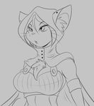  2015 anthro big_breasts breasts cat cleavage clothed clothing feline female mammal mastergodai solo 