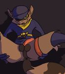  2015 anus ass_hole balls butt clothing invalid_tag looking_at_viewer male mammal partially_clothed penis raccoon shysketch sly_cooper sly_cooper_(series) smile solo video_games 