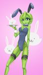  animal_ears bunnysuit cosplay cuffs goo lips midori_gel nana_gel rabbit_ears slime solo 