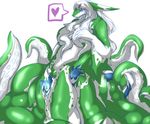  &lt;3 ambiguous_gender blue_skin breasts cephalopod duo female green_skin hybrid larger_female marine octopus sakamata size_difference smothering tentacles white_skin 