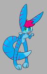  anthro blue_fur brian_cabbit_(character) cabbit cake_(artist) cat cuntboy feline fur girly hair hybrid intersex lagomorph looking_at_viewer mammal nude open_mouth pink_hair plain_background rabbit solo teal_eyes 