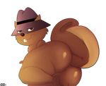  anthro barefoot big_butt buckteeth butt crazedg fur hat headgear looking_back lying male mammal nude on_side pawpads paws presenting presenting_hindquarters rodent secret_squirrel secret_squirrel_show smile solo squirrel 