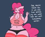  2015 anthro big_breasts breasts cleavage clothed clothing earth_pony english_text equine female friendship_is_magic horse huge_breasts mammal my_little_pony pinkie_pie_(mlp) pony solo somescrub text 
