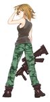  brown_eyes brown_hair camouflage camouflage_pants from_behind grenade_launcher m32 milkor_mgl misaka_mikoto pants senjimon_kayumi short_hair solo to_aru_kagaku_no_railgun to_aru_majutsu_no_index weapon 