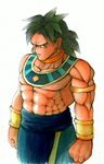  1boy bare_shoulders black_hair bracelet broly dragon_ball dragonball_z god_of_destruction_beerus hakaishin_bills highres jewelry muscle traditional_art yokisaga 