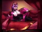  2015 anthro areola at bdsm bed blanket blindfold boha bondage bound breasts canine clothing collar corset curtains female fireflufferz fluff fox fur hair legwear looking looking_at_viewer lying mammal nipples panties piercing rubber selene smile socks solo stockings teasing underwear viewer 