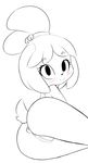  animal_crossing animated anthro anus black_nose blush butt canine dog female hair_ornament isabelle_(animal_crossing) mammal monochrome nintendo nude plain_background pussy smile solo ventus-shadow video_games 