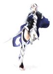  armor barefoot cape female_my_unit_(fire_emblem_if) fire_emblem fire_emblem_if full_body hair_between_eyes hair_ornament hairband long_hair my_unit_(fire_emblem_if) pointy_ears red_eyes simple_background solo sword toeless_legwear weapon white_background 